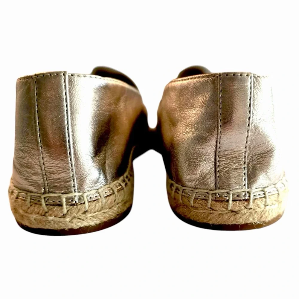 Coach Carley Metallic Pale Gold Signature Espadrille Flats Size 9.5